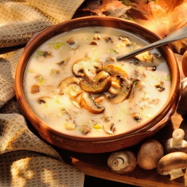 شوربة كريمة بالفراخ والمشروم